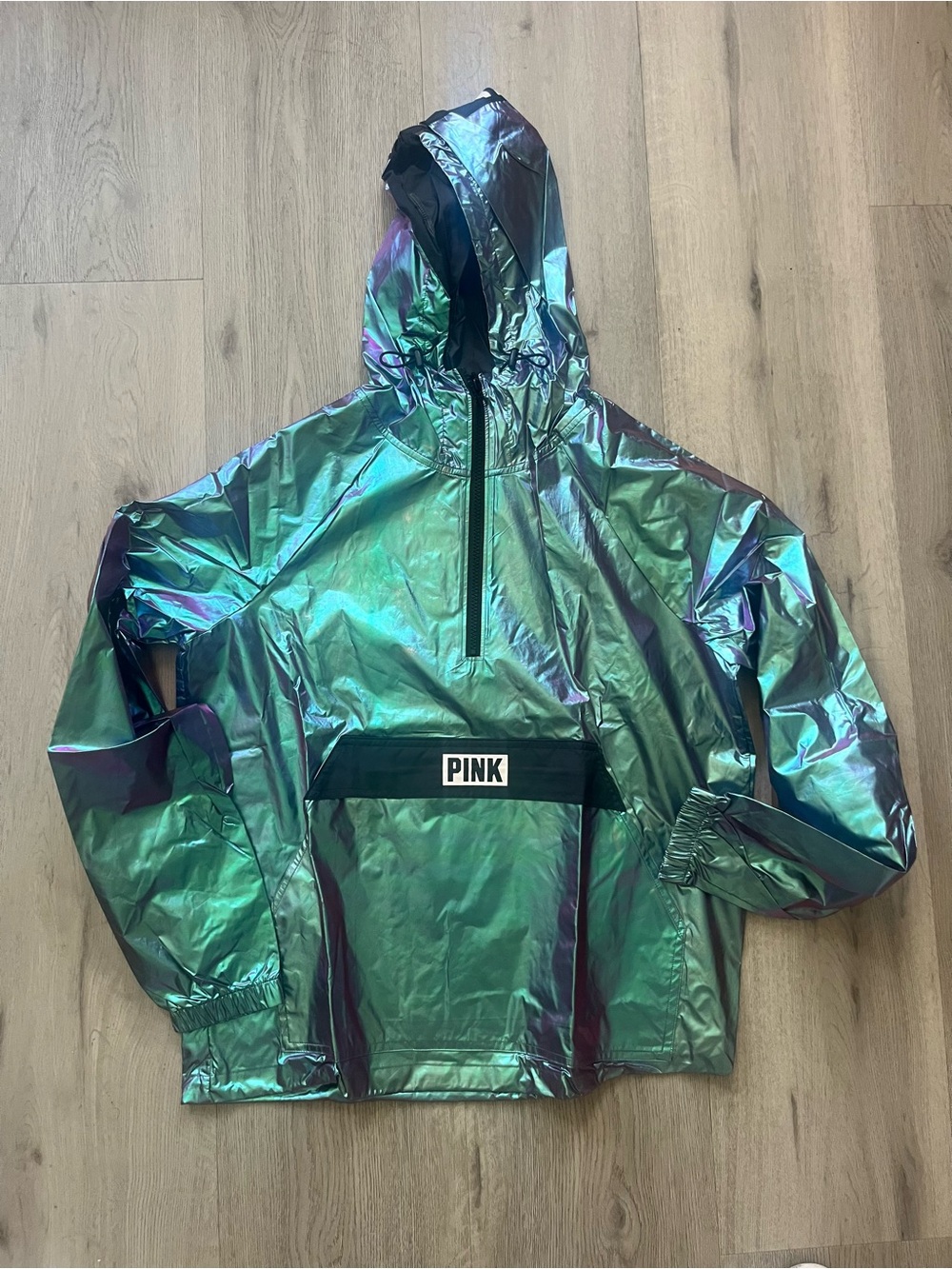 PINK Victoria's Secret Iridescent Hooded Jacket - Green/Purple Shift